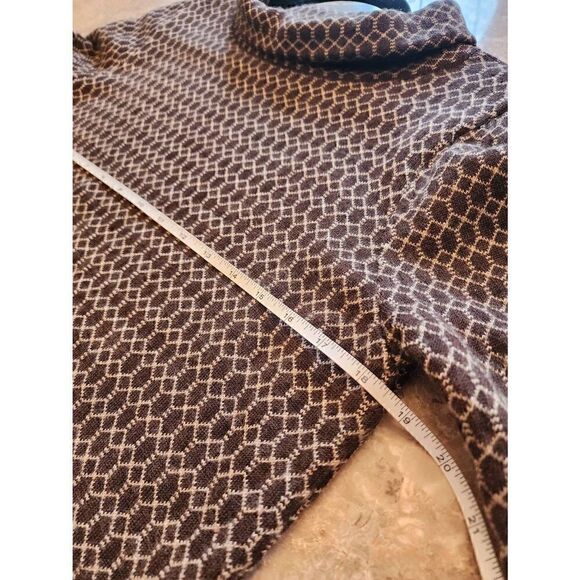 Talbot's brown geometric pattern roll neck pure merino wool sweater size large - Picture 5 of 9